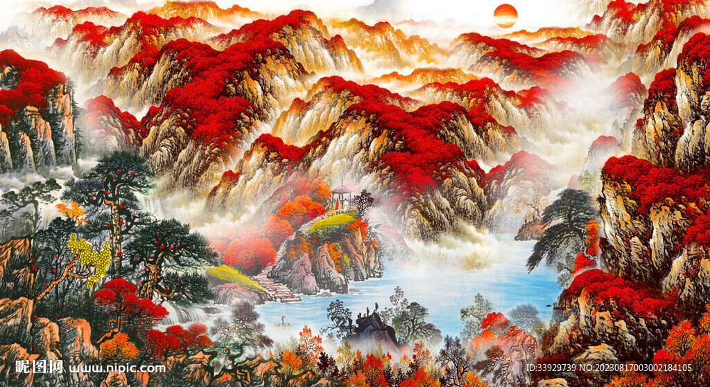 鴻運當頭山水畫
