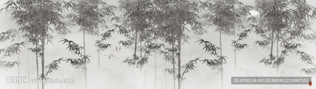 新中式水墨竹子背景