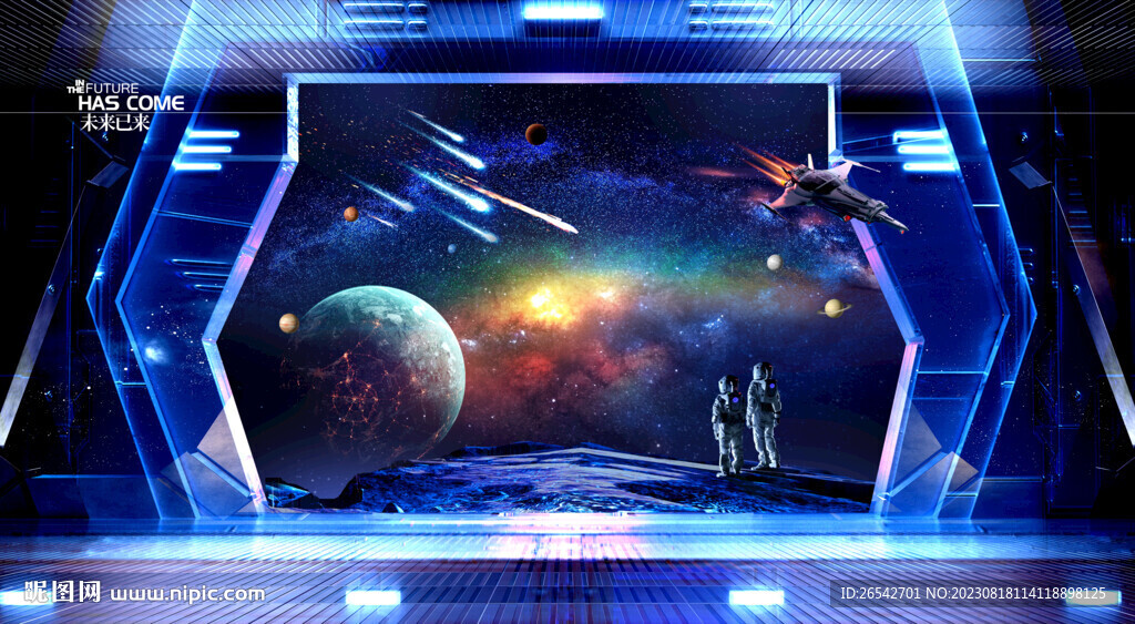 3D立體宇航員太空艙背景墻