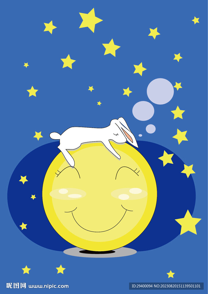 创意中秋节兔子月亮插画