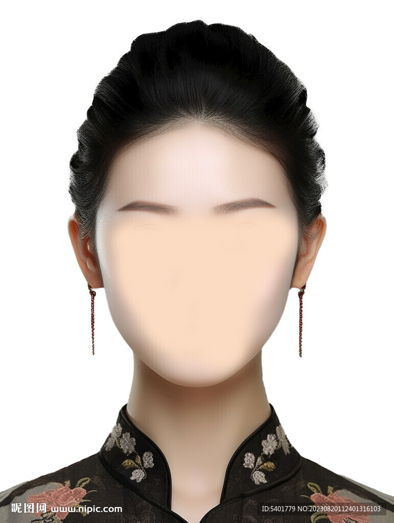 唐裝女士證件照換臉模板