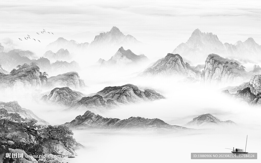 高檔 灰色簡約山水 TiF分層
