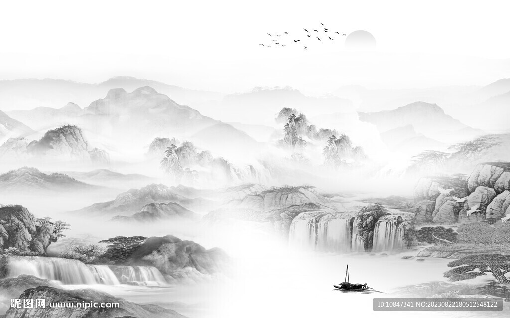 高端 高檔灰色山水 TIf分層