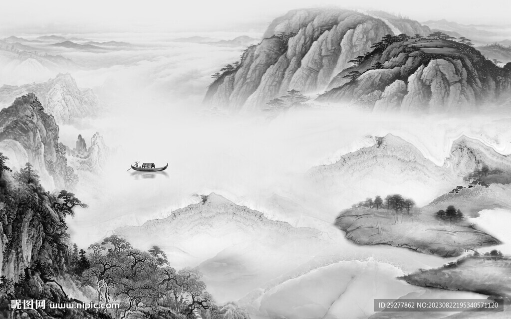 高清 意境灰色山水 TIf分層