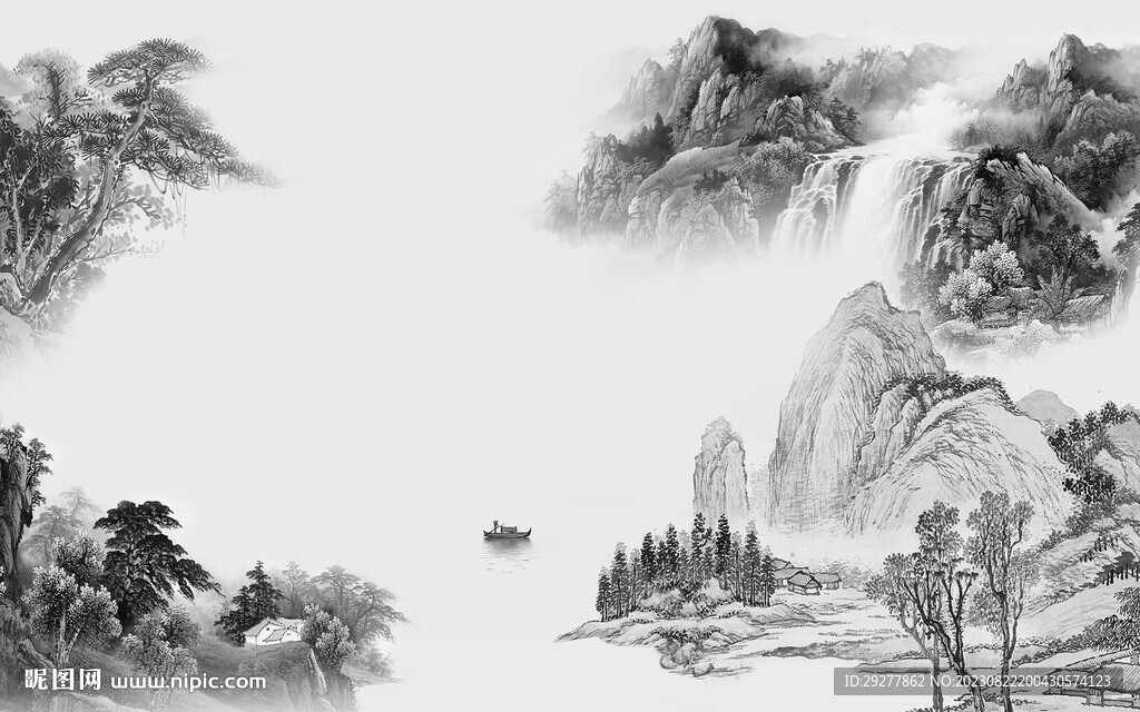 大氣 意境灰色山水 TIf分層