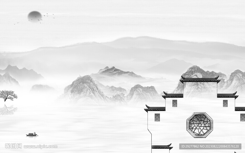 高雅 灰色高清山水 TIf分層