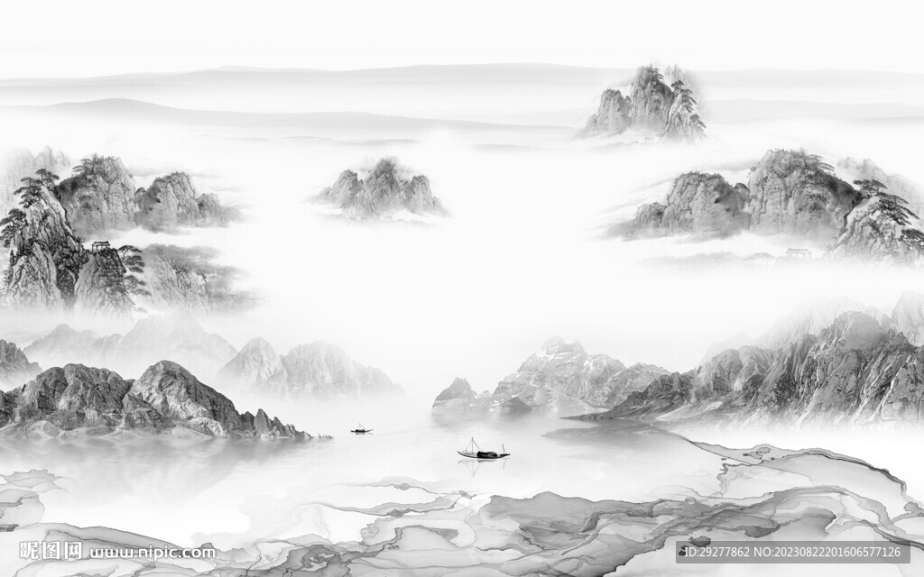 人氣 灰色高清山水 TIf分層