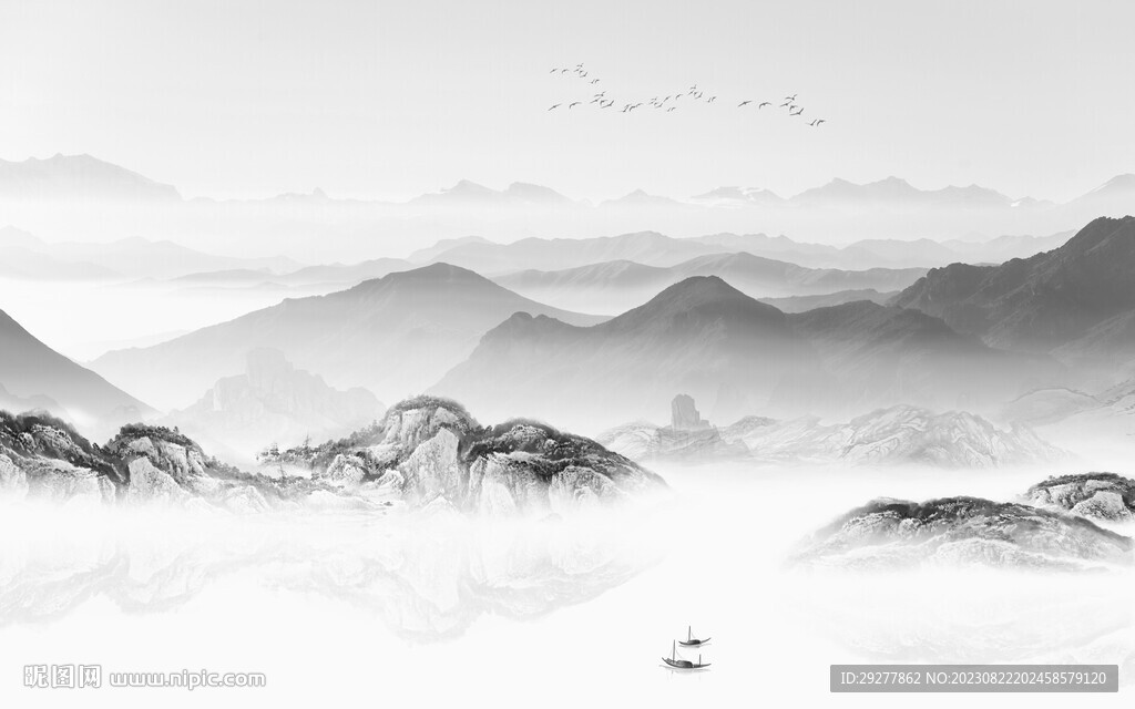 別墅 灰色山水背景 TIf分層