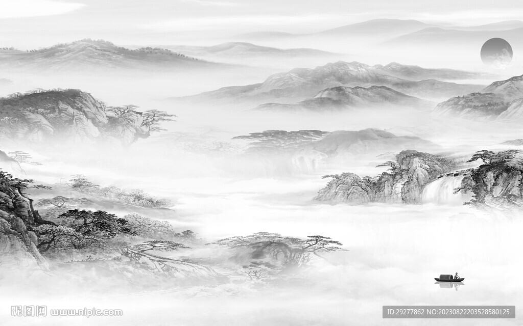 高端 灰色山水背景 TIf分層