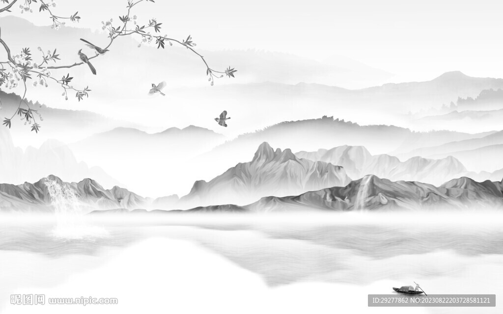 高端 灰色山水背景 TIf分層