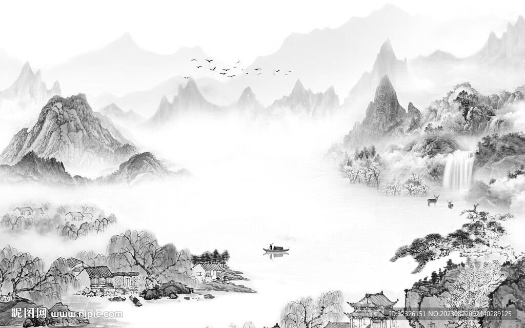 新傳 灰色高檔山水 tif分層