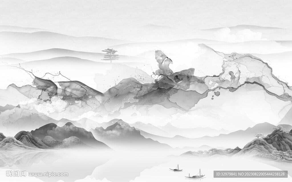 奢雅 大氣灰色山水 TiF分層