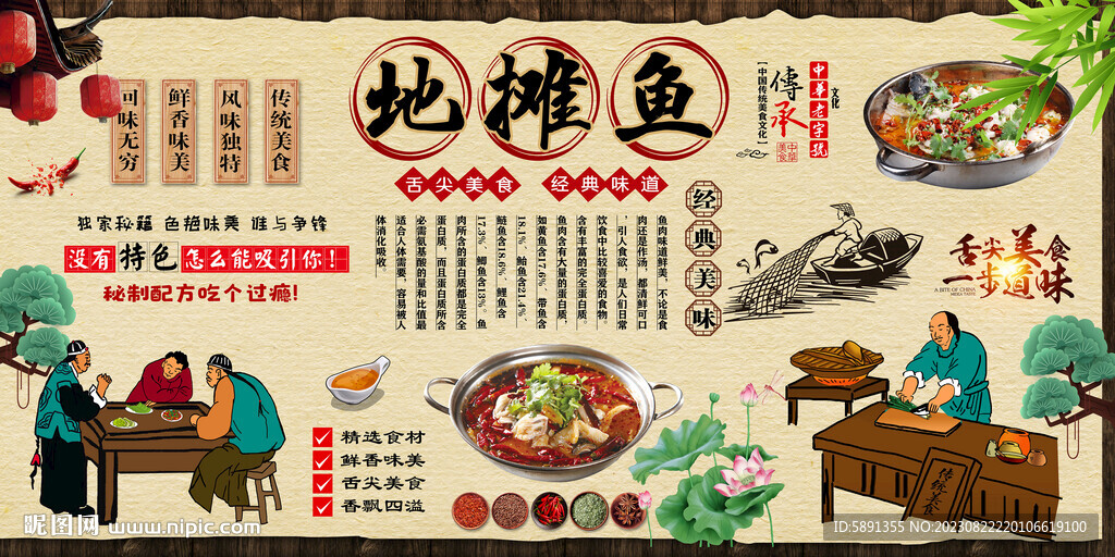 地攤魚背景墻