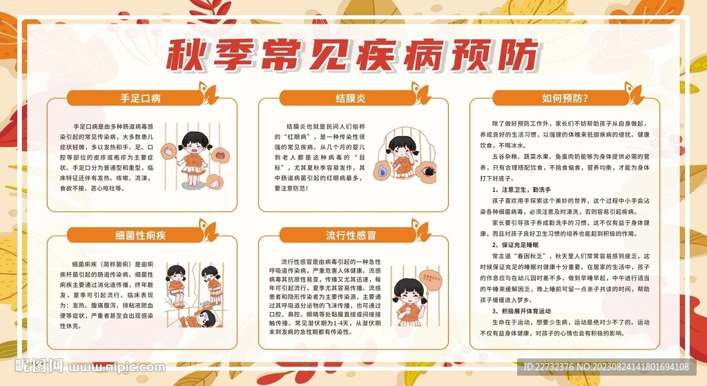 預防秋季傳染病健康教育宣傳欄