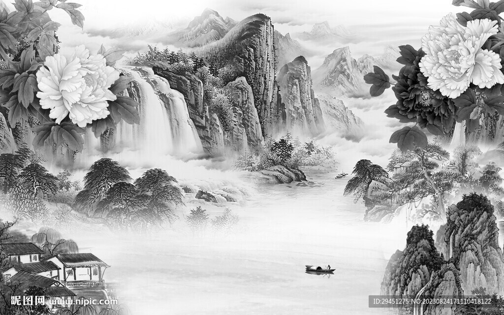 現(xiàn)代 灰色中式山水 TiF分層