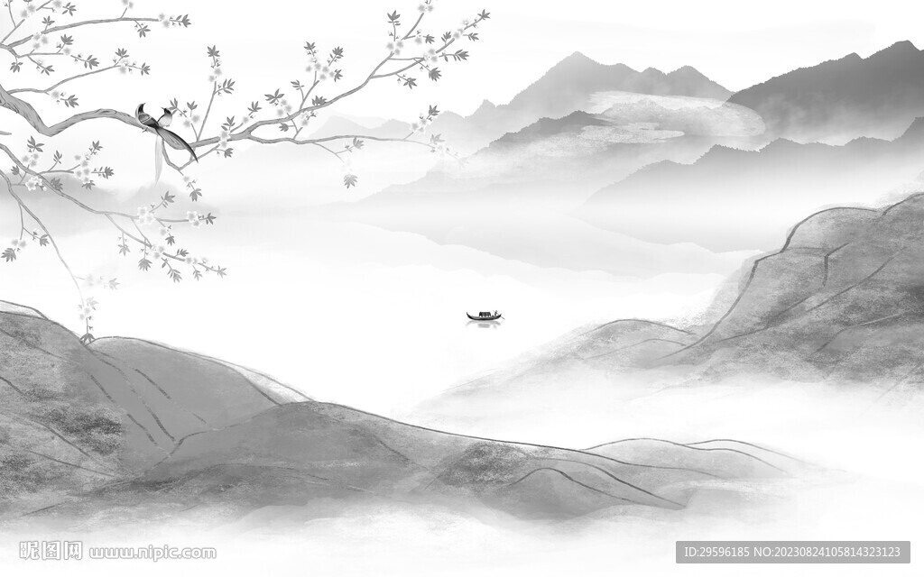 現(xiàn)代 輕奢灰色山水 TiF分層