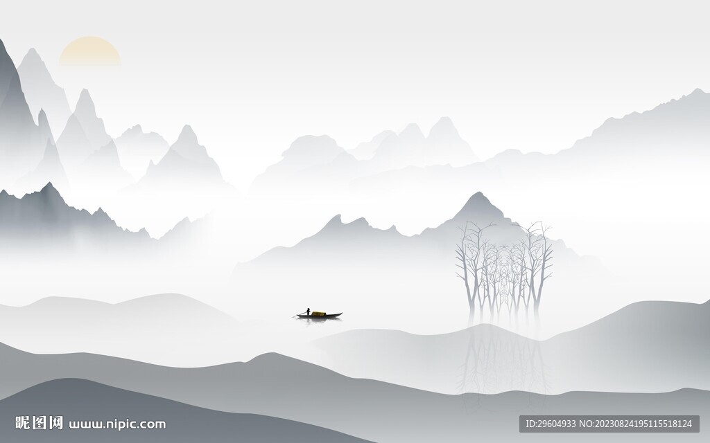 簡約 灰色客廳山水 TIF分層