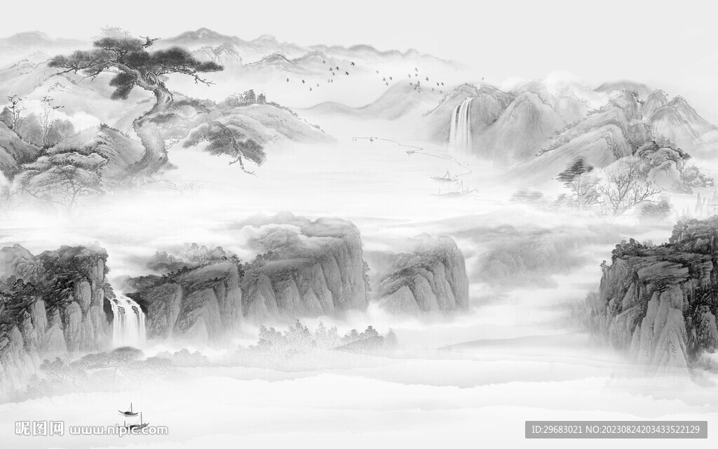 現(xiàn)代 簡奢灰色山水 tiF分層