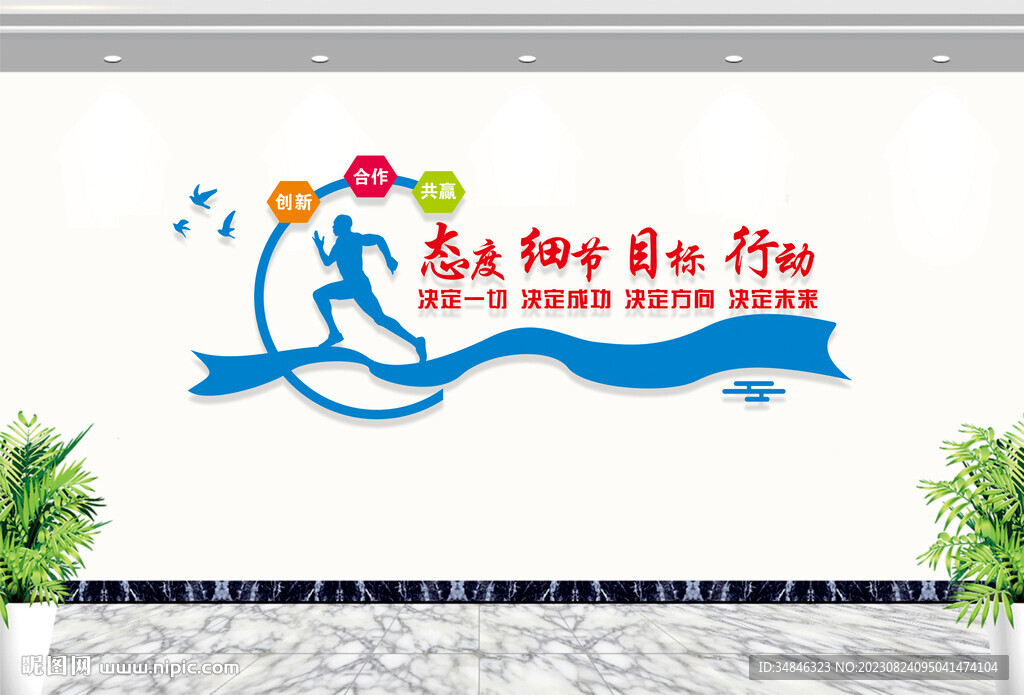 企業公司勵志文化墻態度細節目標