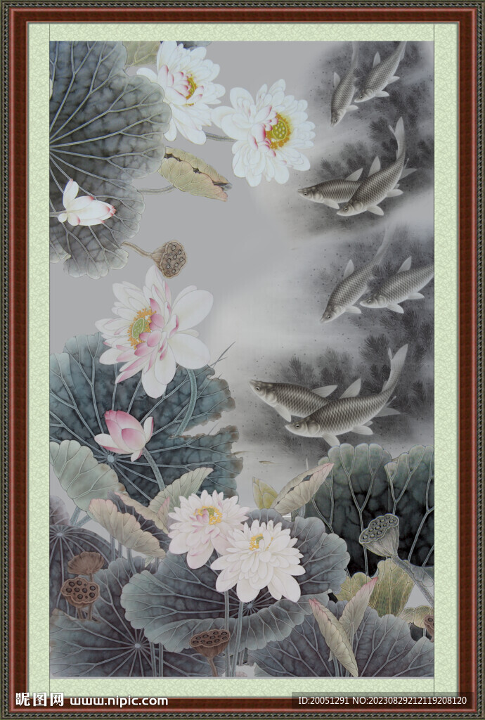 國畫荷花
