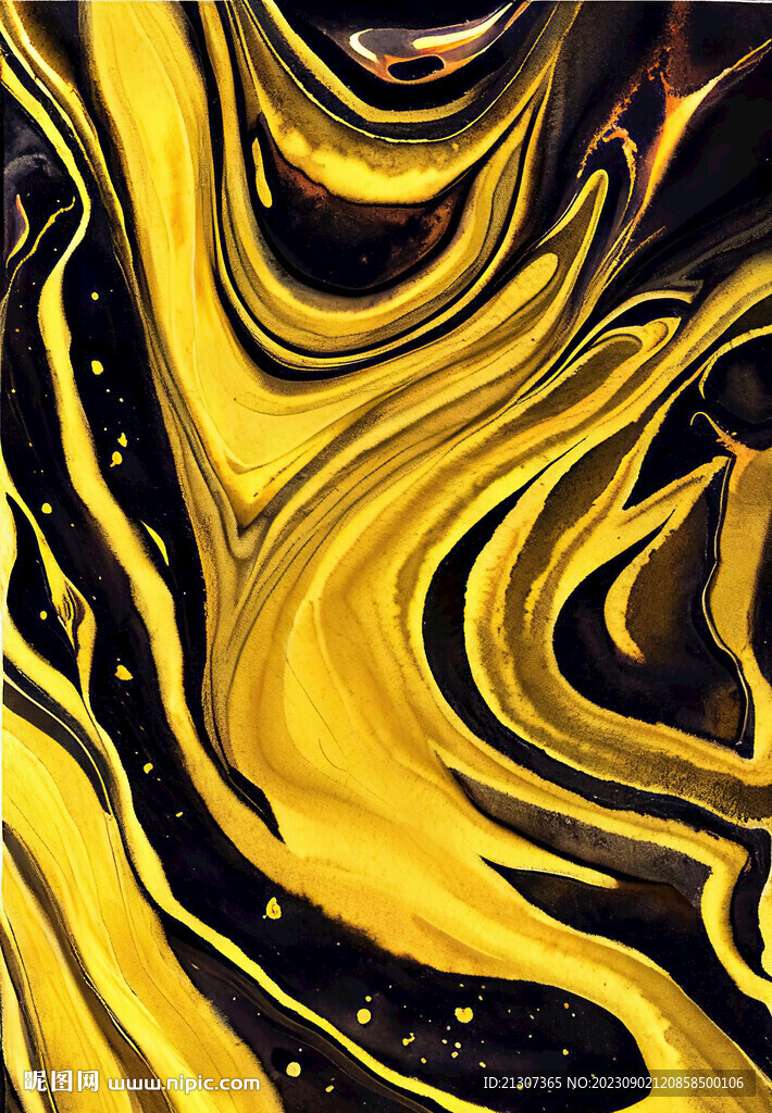 黑金流體抽象畫