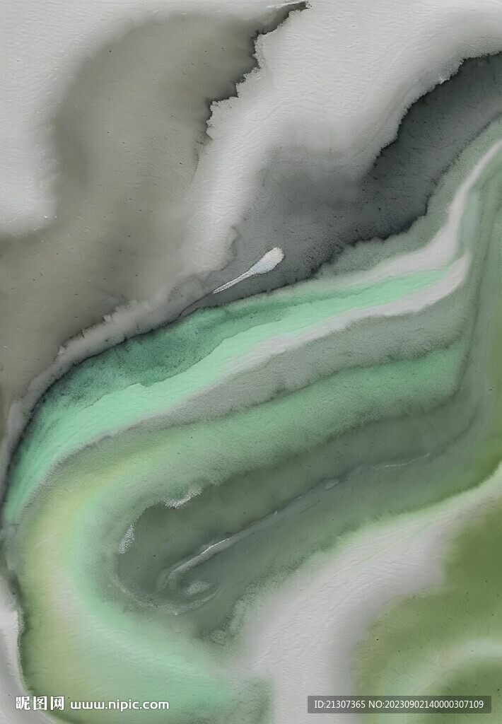 灰绿色水墨抽象画