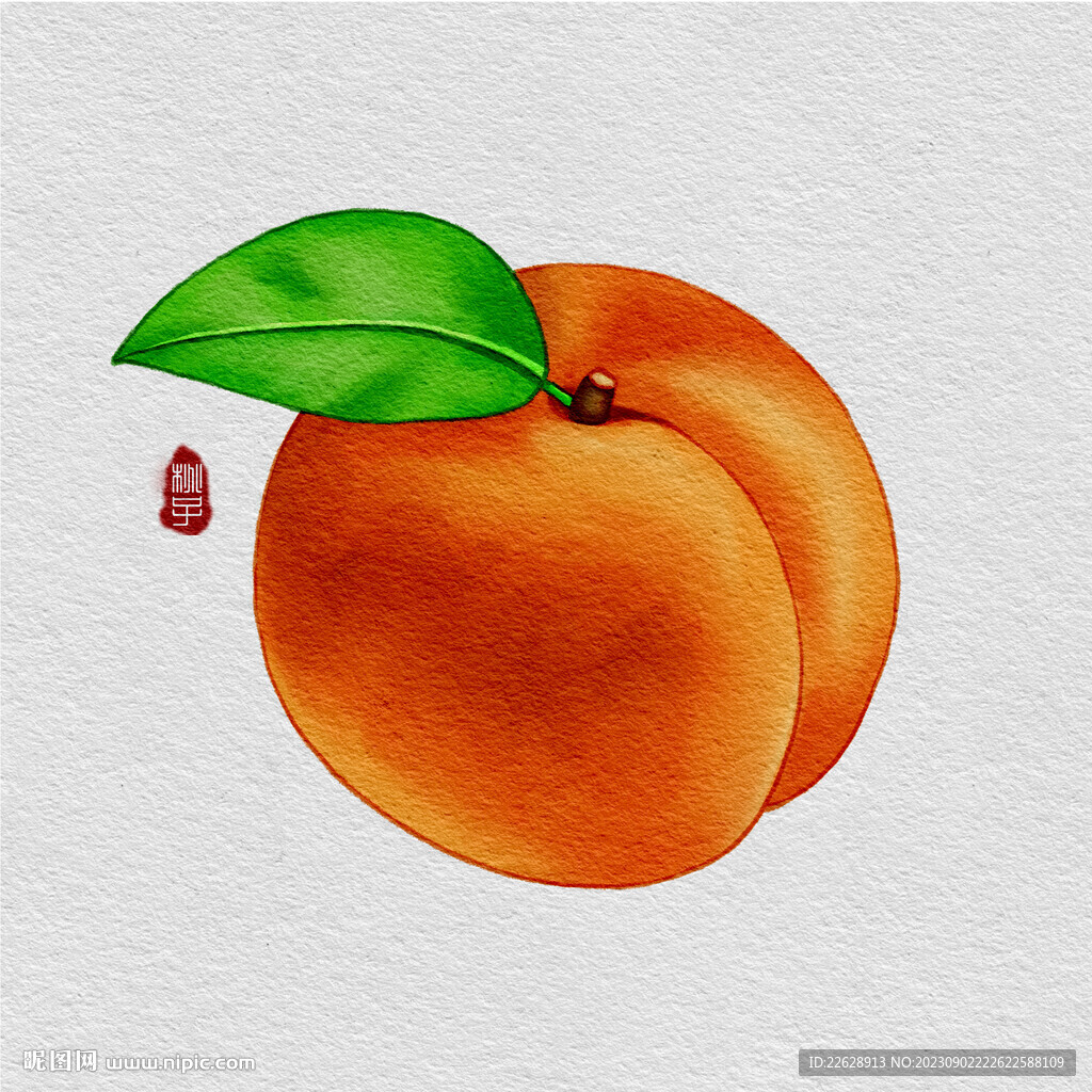 免扣水彩风手绘水果桃子插画素材