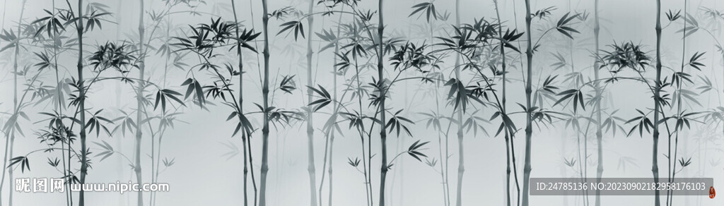 巨幅水墨竹子背景墻