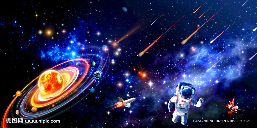 宇宙星球太空火箭宇航員背景