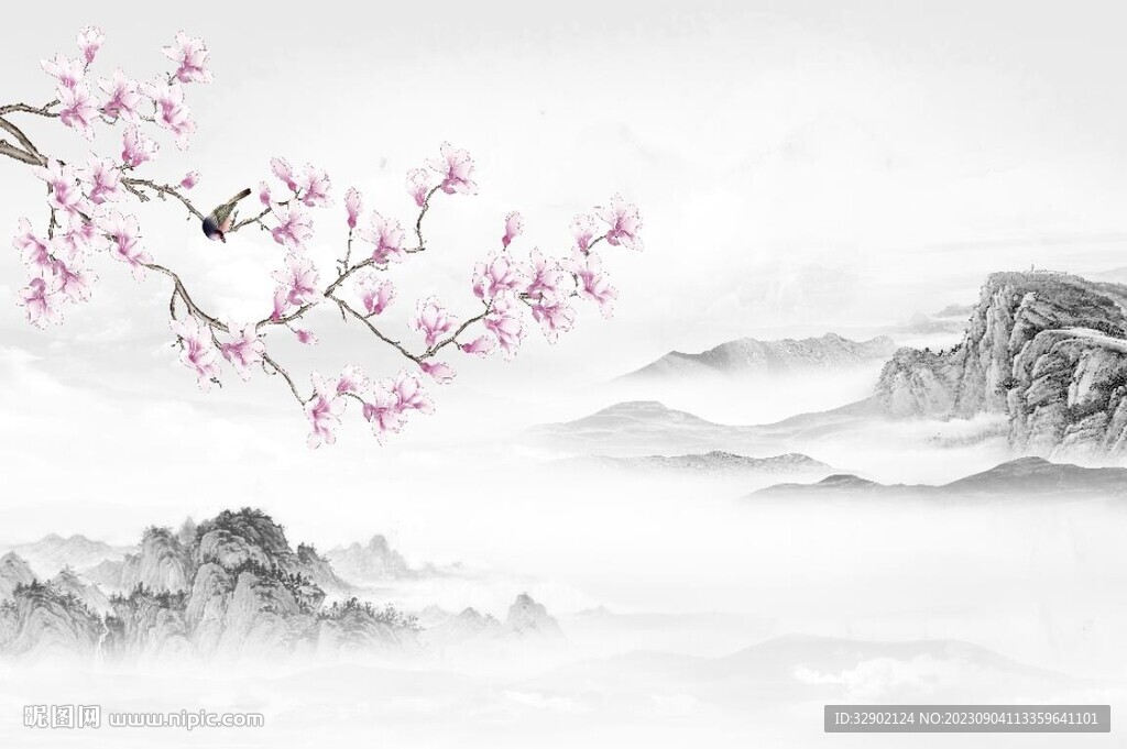 手繪花鳥壁畫