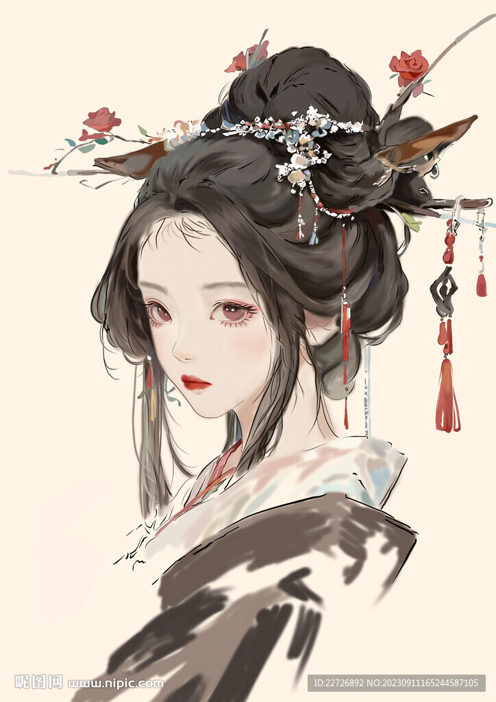 手绘古风女插画