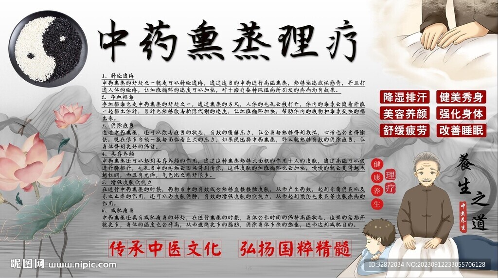 中藥熏蒸理療背景墻
