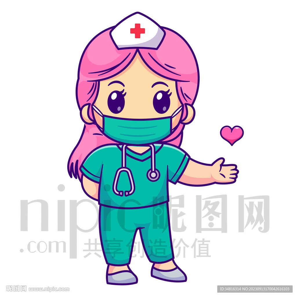 可爱卡通女护士插画素材