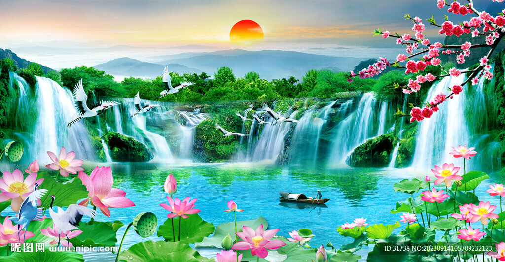 荷花風景圖