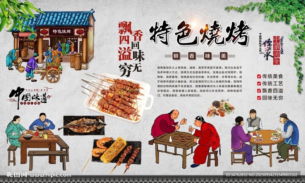 燒烤背景墻