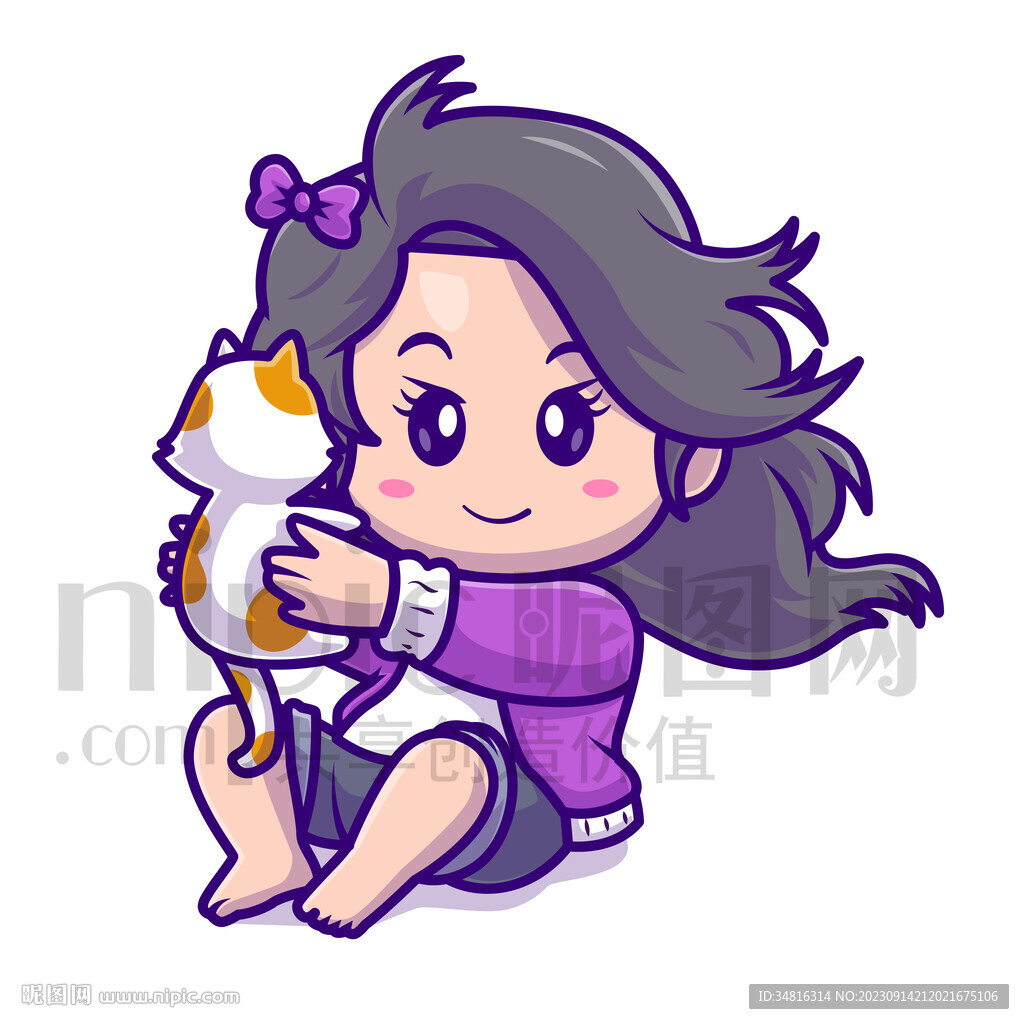 可愛卡通小女孩愛寵人士