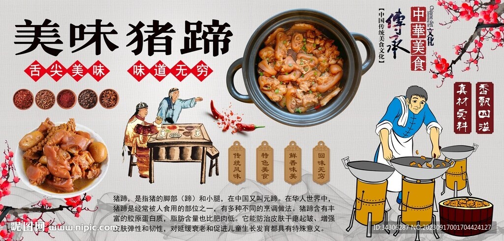 美味豬蹄背景墻