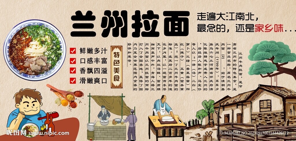 蘭州拉面背景墻