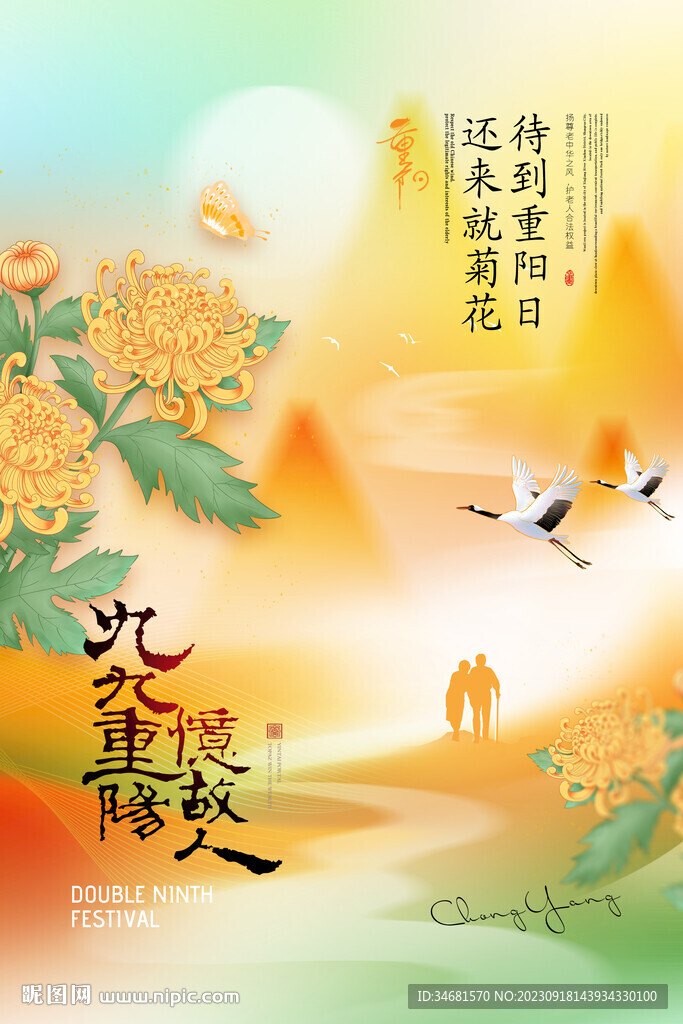 菊花意境重報節(jié)日海報