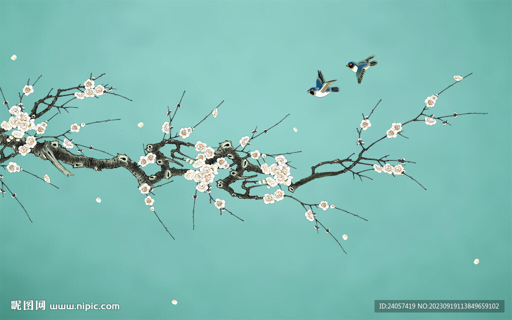 新中式花鳥梅花