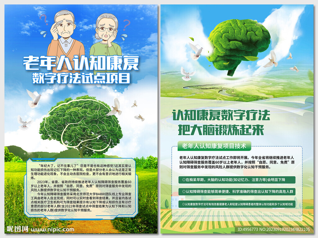 老年人認(rèn)知康復(fù)腦健康海報