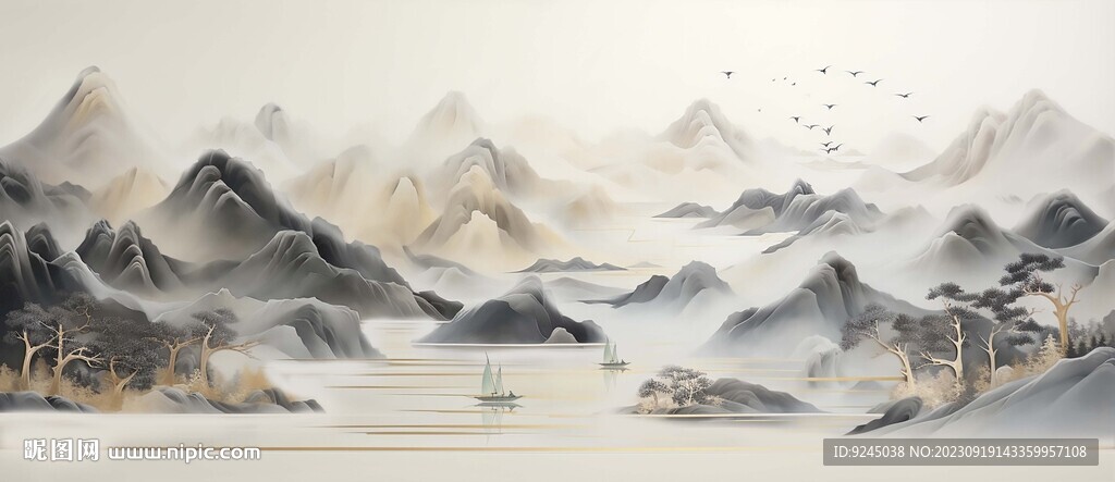 新中式山水画意境装饰画