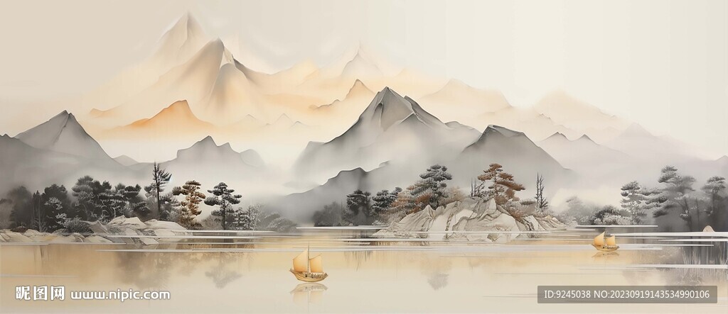 中國(guó)傳統(tǒng)國(guó)畫山水裝飾畫