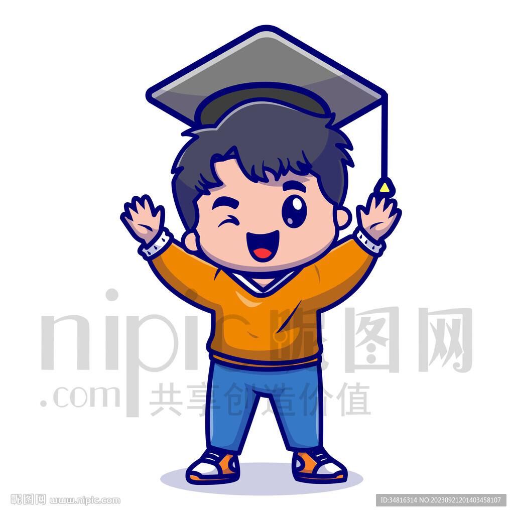 可愛卡通博士小男孩