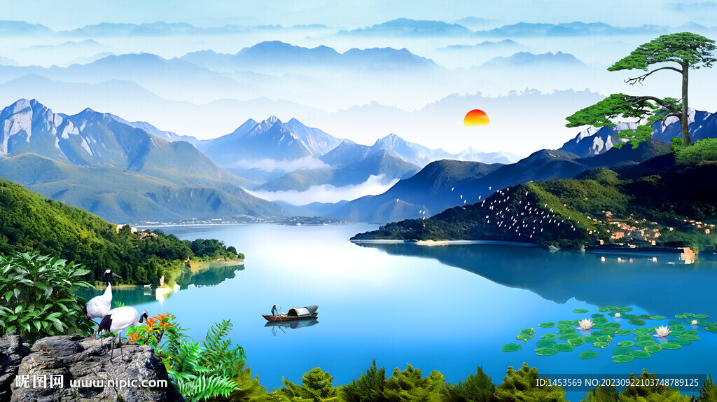 雪山下的湖泊