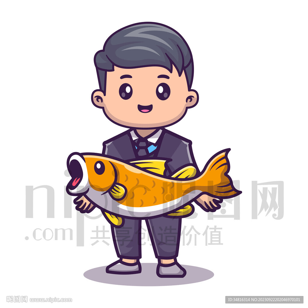 可愛卡通釣魚比賽釣魚人