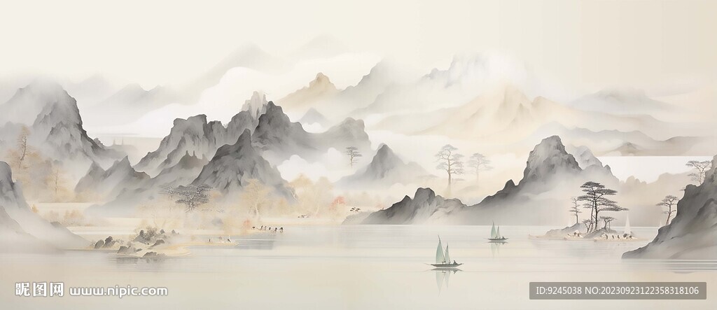 高檔大氣新中式山水畫