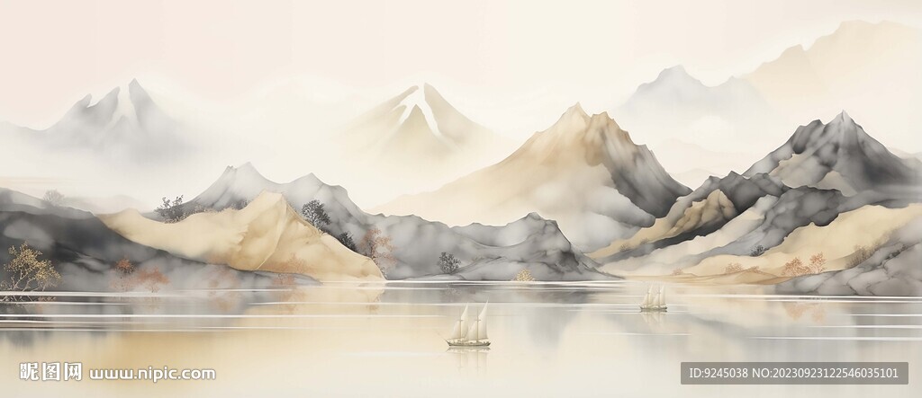 水墨畫山水裝飾畫