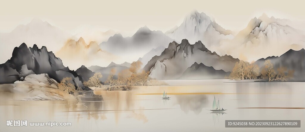 中國風(fēng)鴻運當(dāng)頭山水裝飾畫