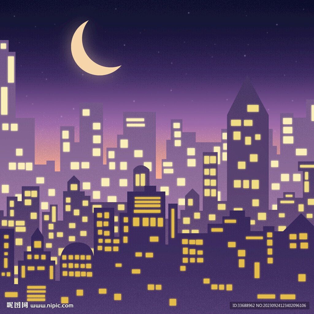 城市夜景肌理插画